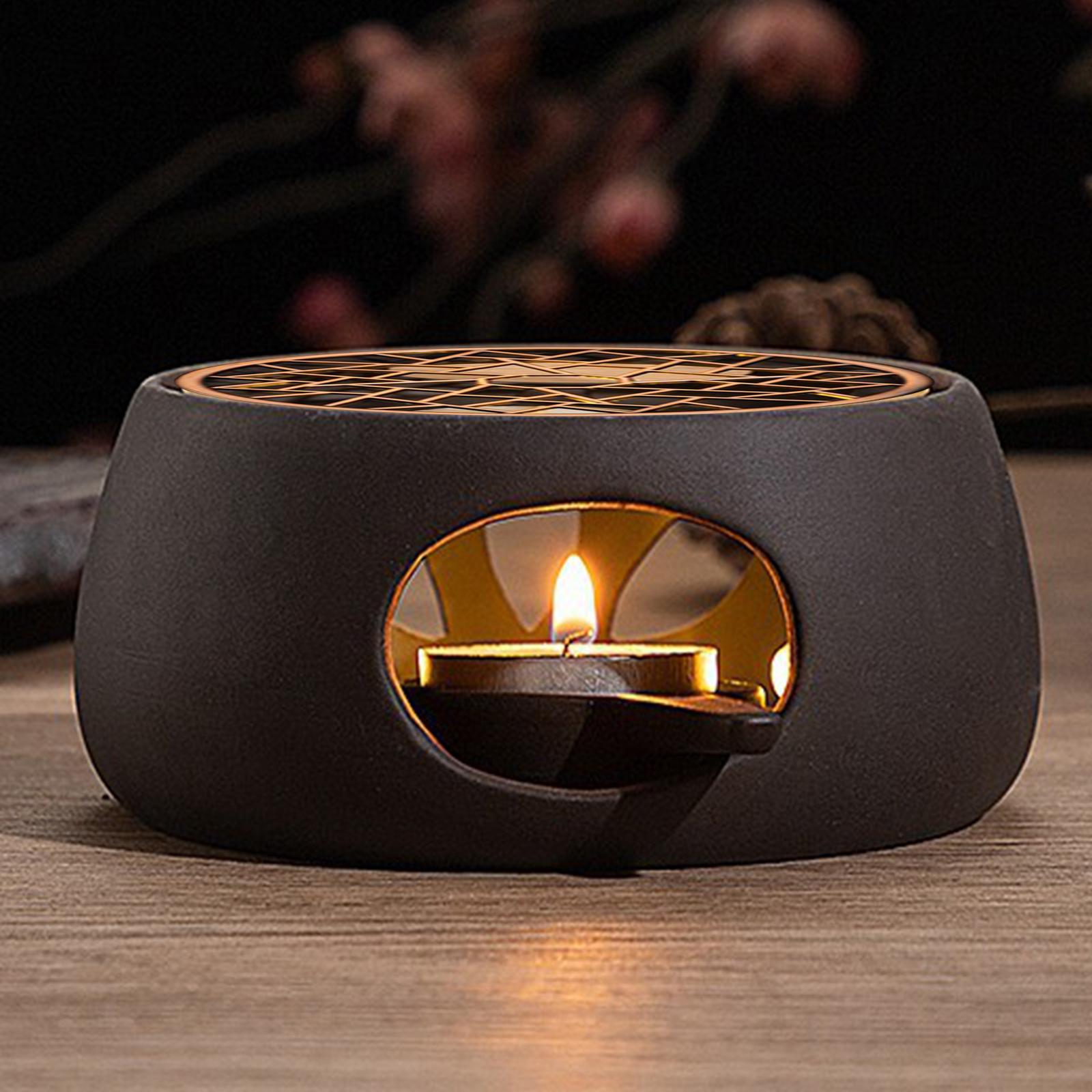 Teapot Warmer with Candle Holder, Ceramic Warmers Tea Pot Heater, Easy to Clean for Kitchen, Indoor and Outdoors: Metal Warmer Plate A