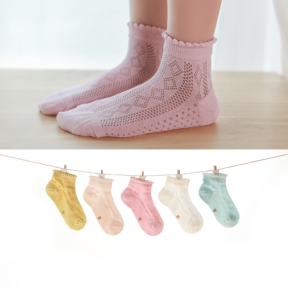 5 paia/lotto calzini per bambini estate primavera sottile maglia di cotone calzini per bambini belle ragazze calzini di pizzo calzini colorati per bambini