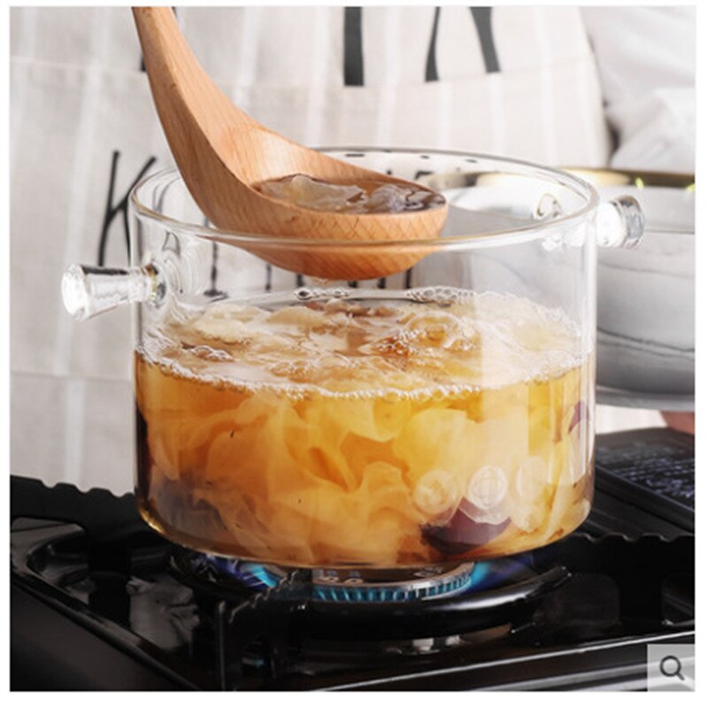1000ml open fire electric ceramic stove with heat-resistant glass pot, small pot, stew pot, noodle pot, transparent 2101