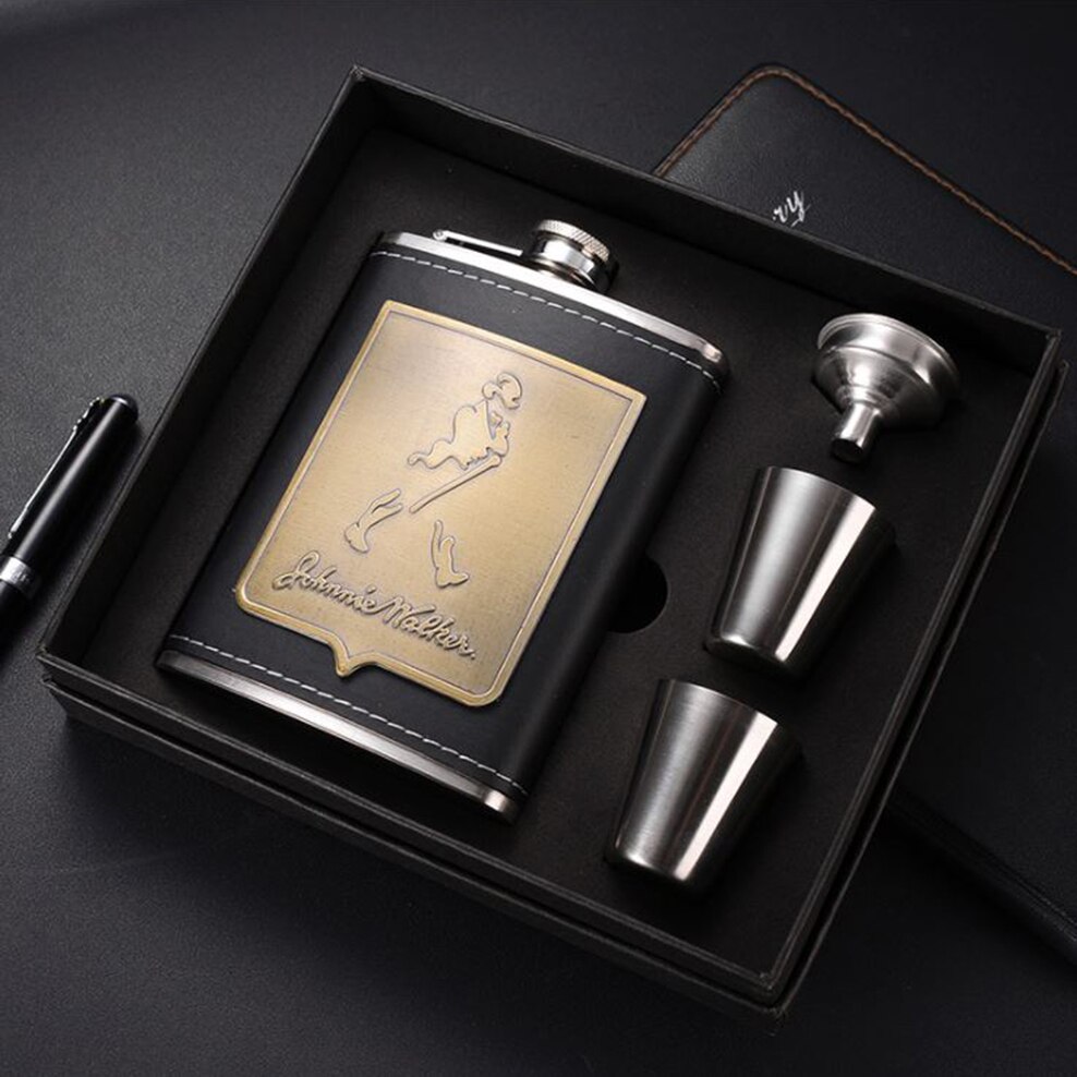 8OZ Small Hip Flask Russian Stainless Steel Hip Flask Outdoor Portable High-End Wine Bottle Metal Hip Flask Set: hip flask set 02