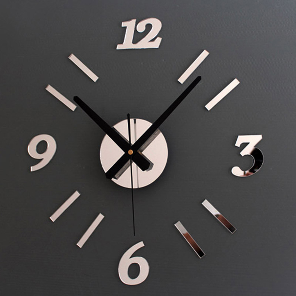 Reloj de pared con números romanos en 3D, pegatinas de espejo acrílico, relojes de decoración del hogar, 4 colores