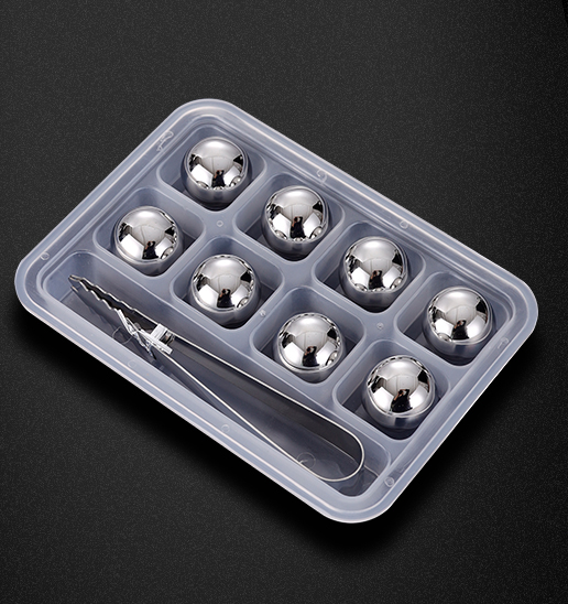 Stainless Steel Ice Cube Metal Block Iced Ice Cube Food Grade Beer Ice Hockey Whisky Stone Quick-Frozen beer cooler: 8PCs round