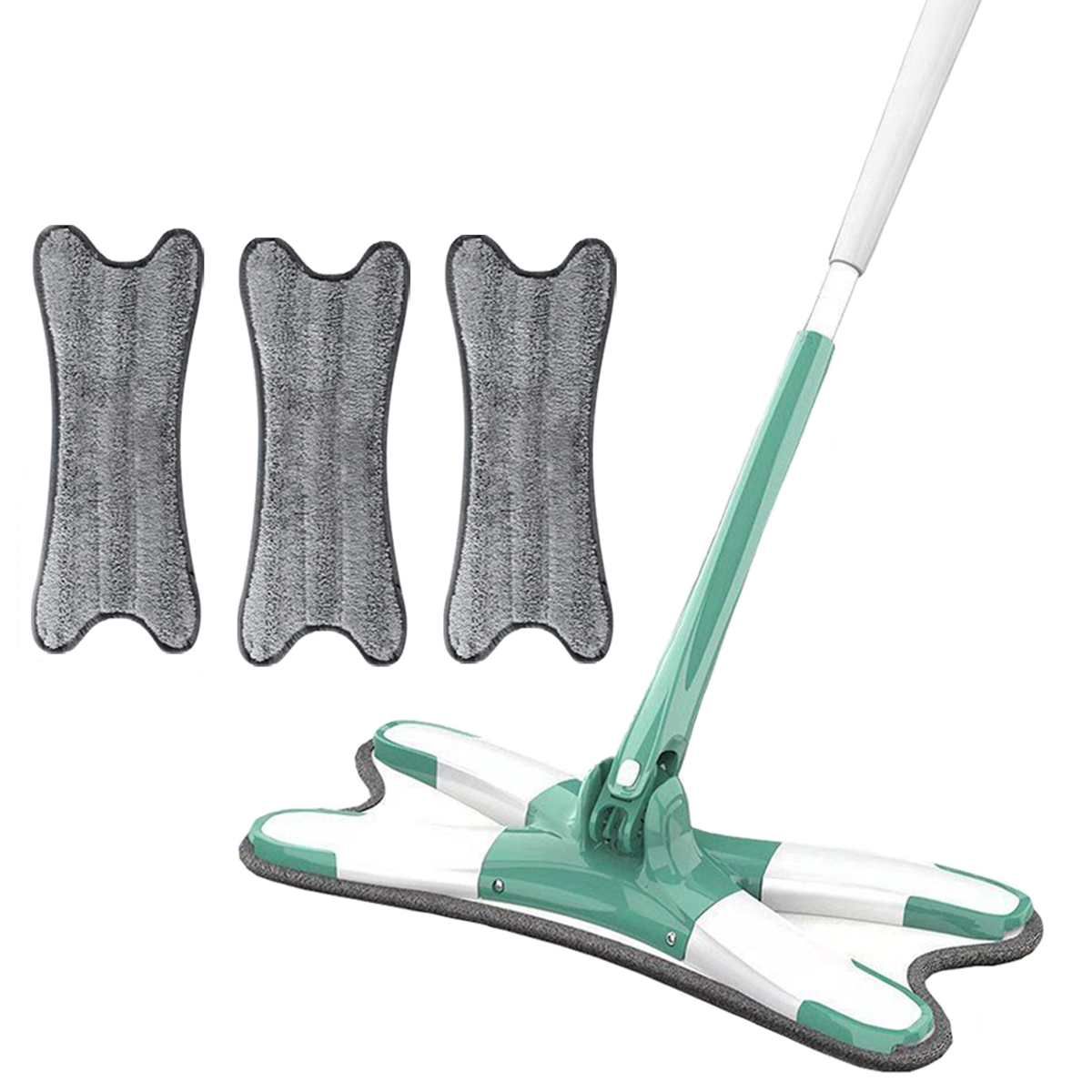 Vadrouille plate à presser de Type X, serpillière à essorer pour sol, sans mains, 360 avec 3 tampons en microfibre, outil de nettoyage ménager et humide pour la cuisine: Default Title