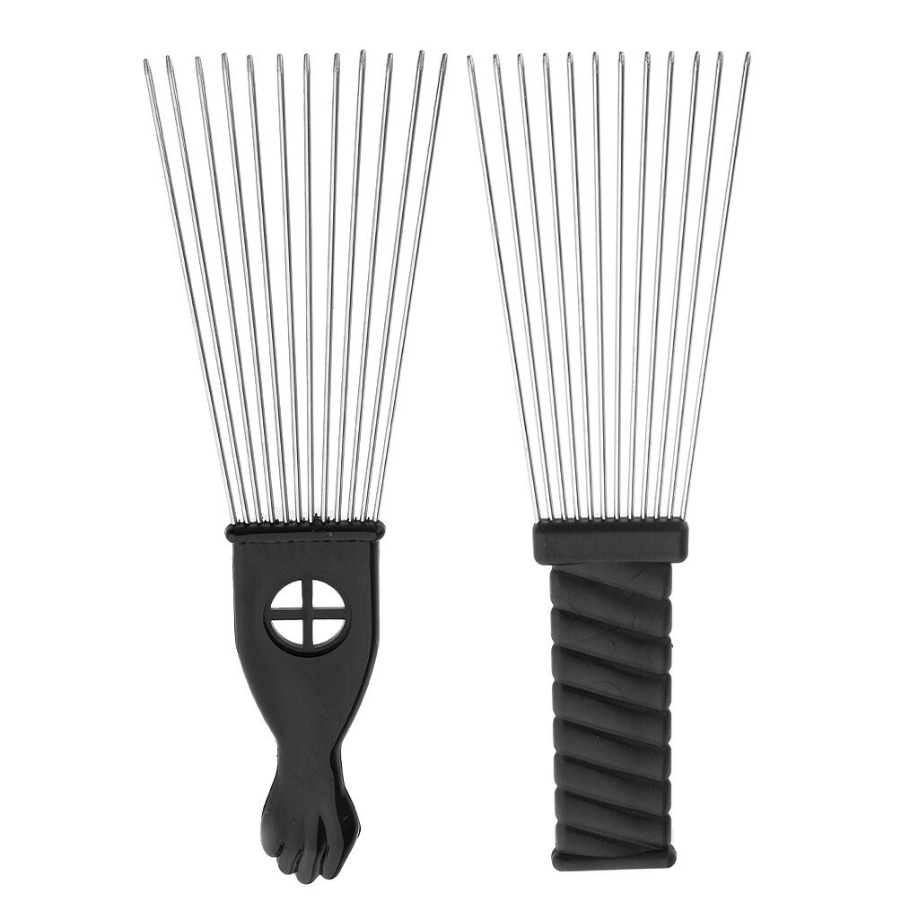 Metal Afro Comb Stainless Steel Hair Styling Comb Hairdressing Brush Barbers Black Fist Pick Comb Hairdressing Tool