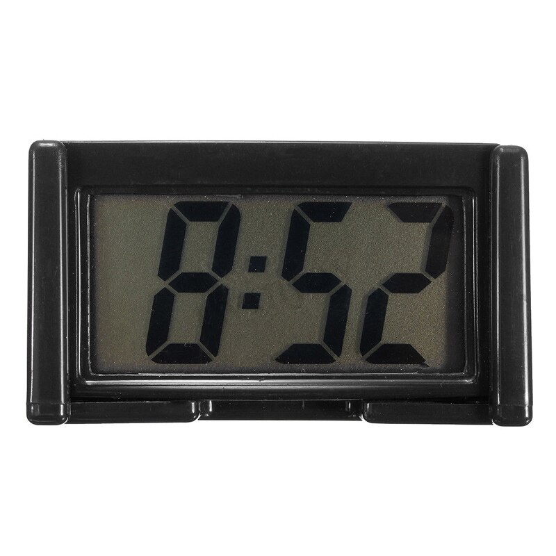 1pc Mini LCD Screen Digital Clock Car Dashboard Clocks Desk Time Clock Home Study Supplies Random Color: Black