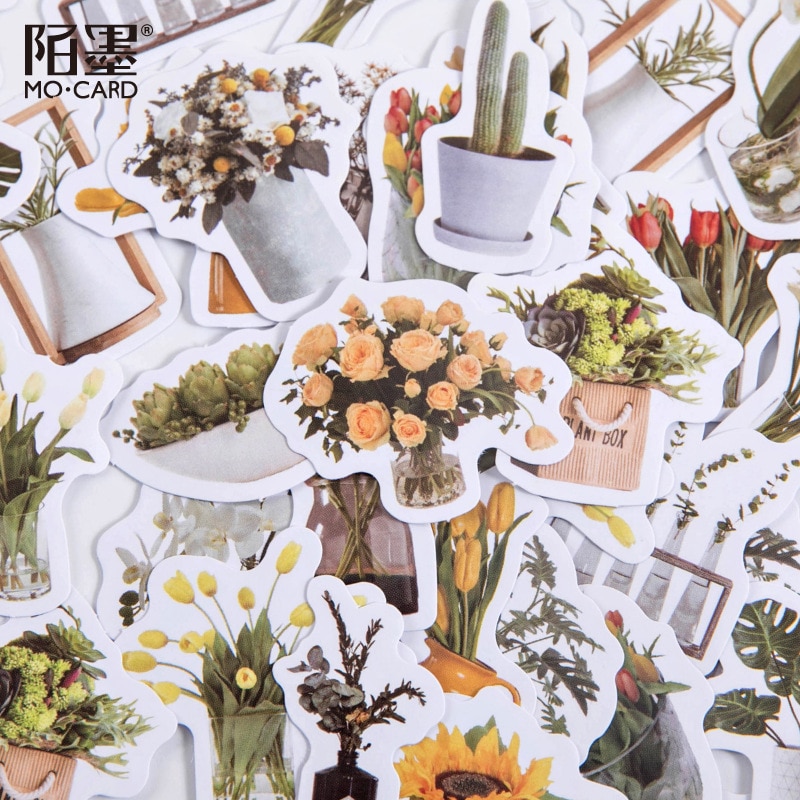 46 pcs/box Flower Knows Everything Series Decorative Stationery mini Stickers set Scrapbooking DIY Diary Album Stick Lable
