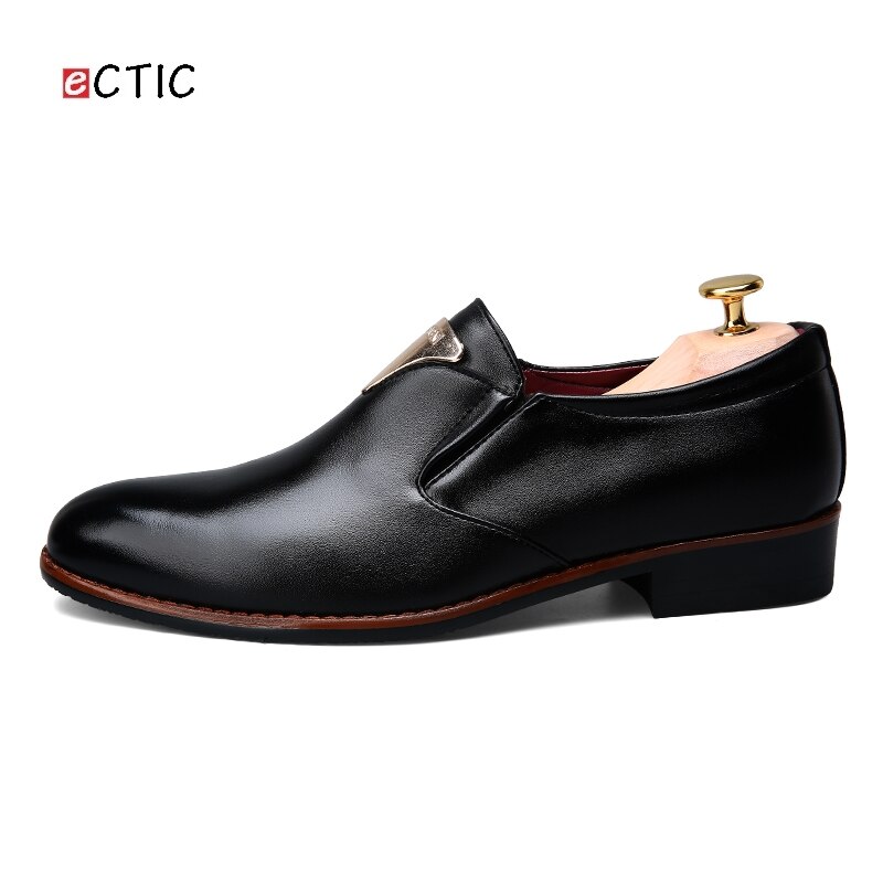 Ectique sans lacet décoration en métal chaussures formelles pour hommes chaussures habillées classique chaussures de base en caoutchouc semelle extérieure directe: Black / 9