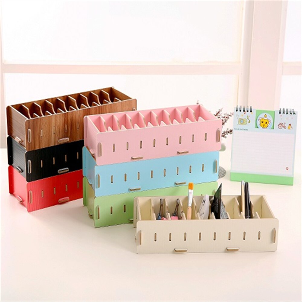 DIY Bamboo Wooden Bussiness Card holder Stationery Memo Note Holder Storage box