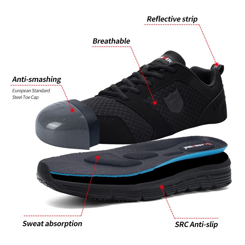 LARNMERN Männer der Arbeit Sicherheits Schuhe Stahl Kappe Bau Sneaker Atmungs Leichte Anti-smashing Anti-statische Nicht-slip schuh