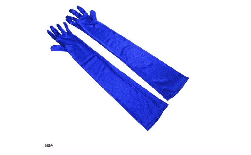 Stretch White Glove White Long Gloves Black Red Elbow Length Women Dance Party Gloves Full Finger Guantes Boda: Royal Blue