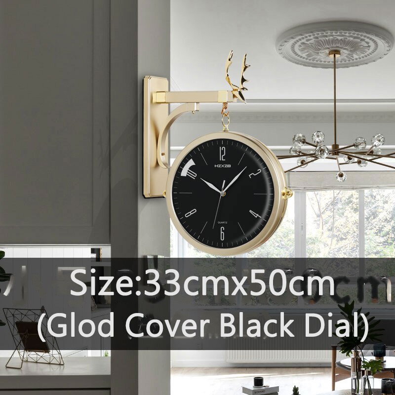 Relojes de pared redondos de doble cara, Relojes de pared de doble cara, reloj de pared Vintage Retro, decoración del hogar, marco de Metal, cubierta de esfera de cristal: 5