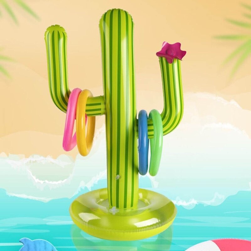 Inflatable Cactus Outdoor Games Pool Float Water Toys Inflatable Pool Float Ring Toys Realistic Ring Toss Game for Sea