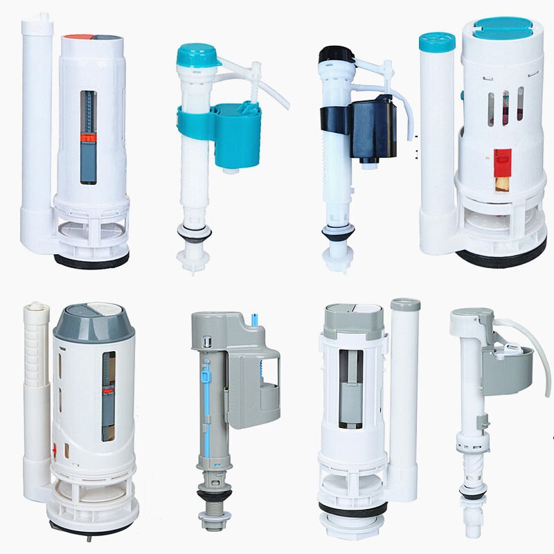 One Piece Toilet Drain Valve Old-fashioned Toilet Filling Valve Round Double Push Button Water Tank Fittings Sets,JO21088