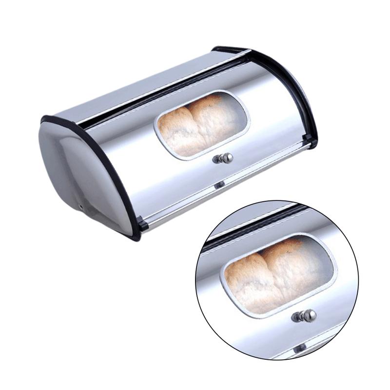Roestvrij Staal Brood Storage Case Met Venster Brood Cake Container Thuis Keuken Brood Box Organizer Bakkerij Keuken Gadget