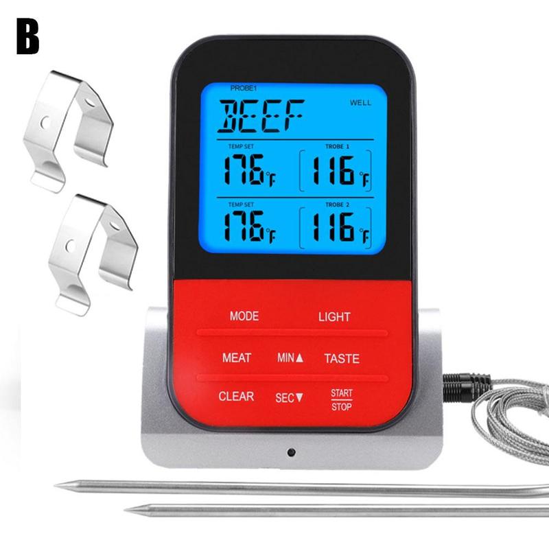 Multifunctional Food Thermometer Home Kitchen Wireless Electronic BBQ Thermometer: B