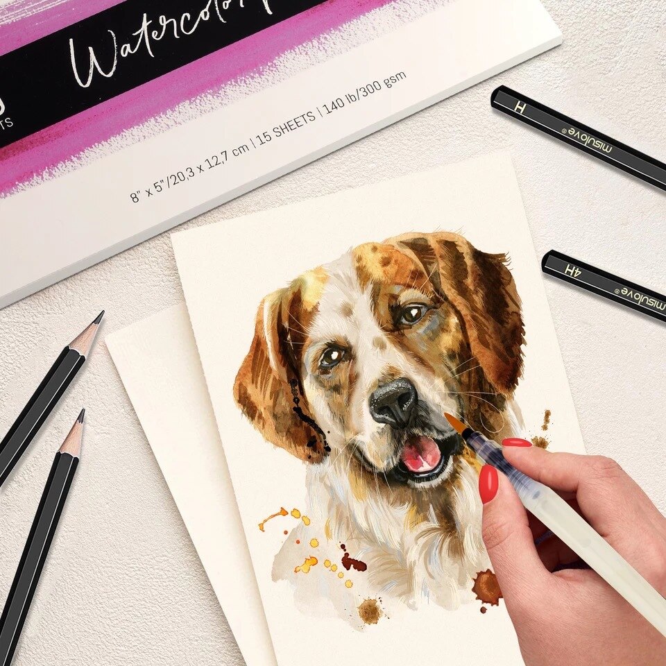 Professionele 15 Vellen 300G Aquarel Papier Pad Blank Handgeschilderde Gouache Aquarel Schetsboek Kunstenaar Student Art Supplies