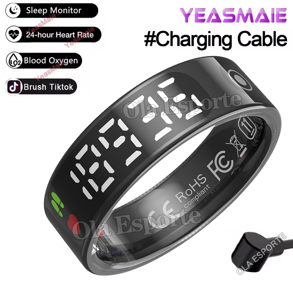 Screen Smart Ring Photo Control Health Monitior Smartring Men Women Bluetooth NFC Rings Heart Rate Waterproof 5ATM: Red / 10