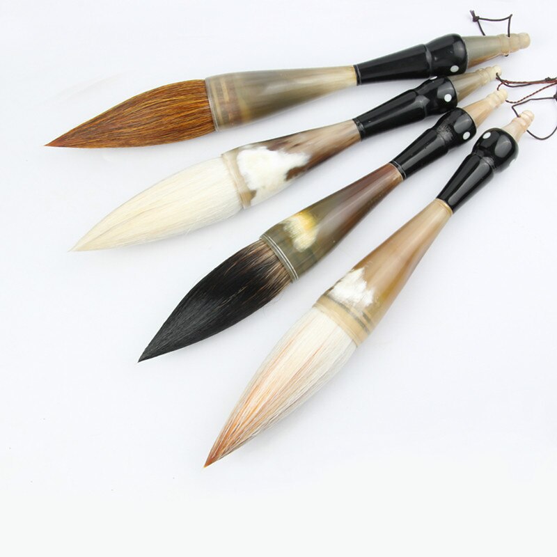 Chinese Traditional Calligraphy Brushes Pen Weasel Multiple Hairs Writing Couplets Hopper-shaped Brush The Scholar&#39;s Four Jewels