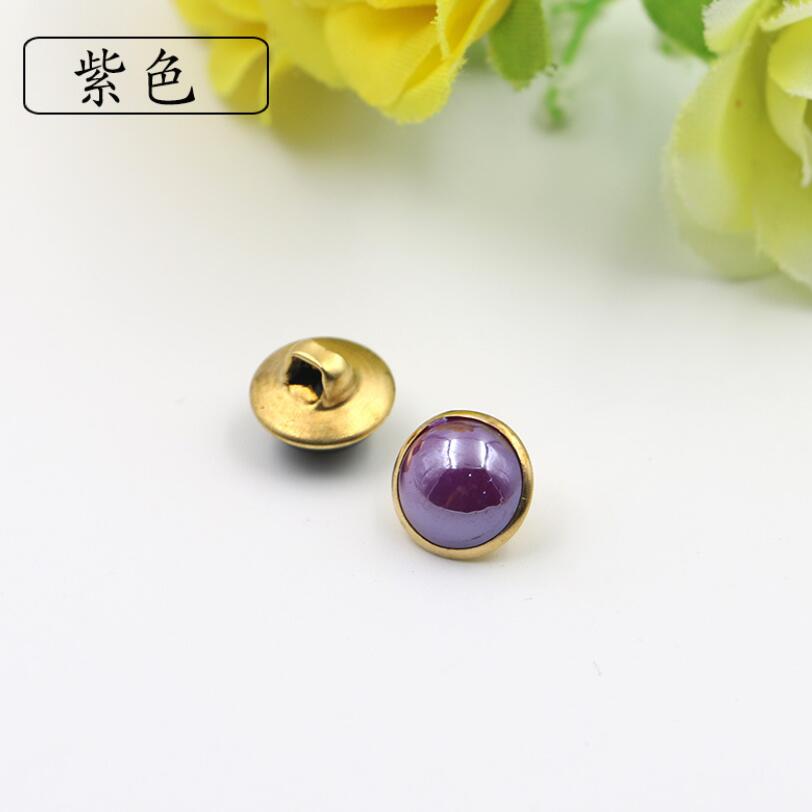 20 stuks 10mm mix kleuren koperen schachtneuzen knoop naaiknopen voor kleding dames overhemdknopen ronde oogbol decoratieve gespen: Paars