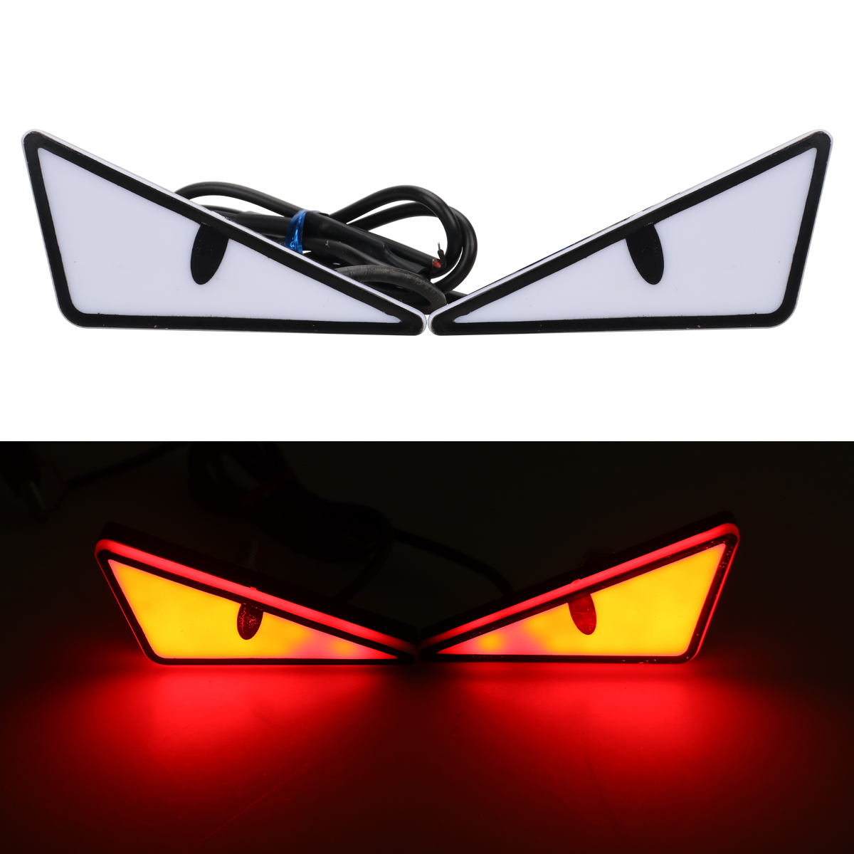 2Stck Motorrad LED Dämon Auge Licht Halbkreis/Dreieck Auge Blinker Licht Dynamische Rücklicht Mini Auto Dekoration lichter: dunkel Grau