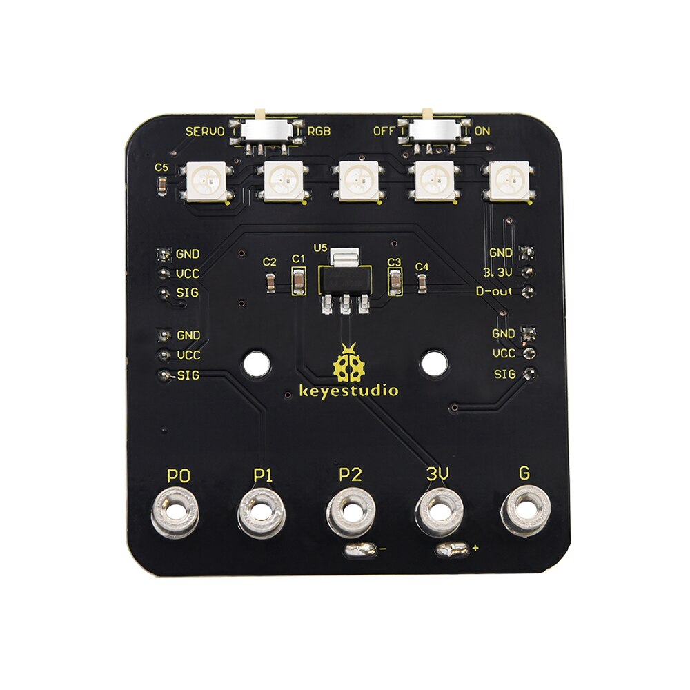 Keyestudio micro bit mini servo escudo com suporte de bateria para carro robô microbit (sem placa micro bit)