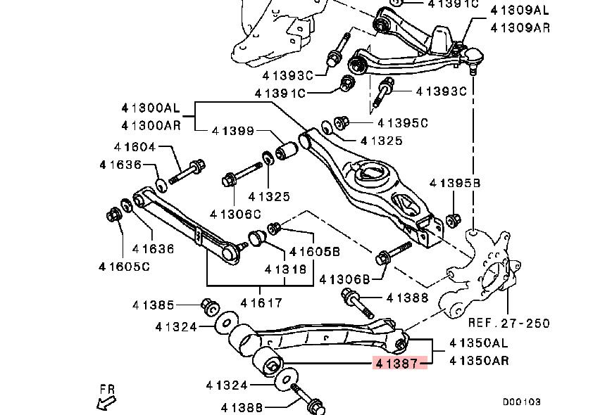 1 Piece Independent RR Suspension Arm Rubber For Pajero V73 V93 Bushing For Montero V77 V97 2000 Chassis All Parts 3rd 4th: 4125A006 mr510418 K