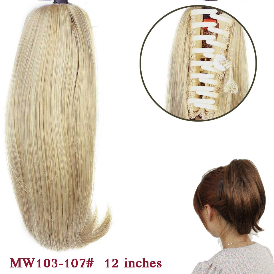 Difei syntetiske kvinner klo på hestehale klips i hårforlengelser rett hestehale frisyre svart brun blonde frisyrer h: 107