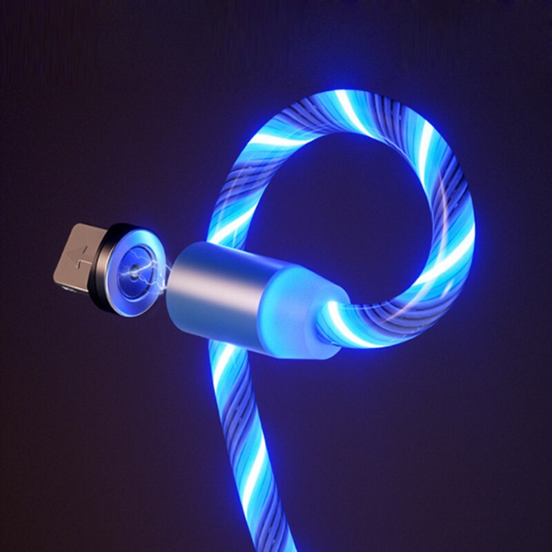 3 In 1 Magnetische Dans Led Licht Flash Kabel Micro Usb Type C Voor Iphone Verlichting Kabel Snel Opladen Draad voor Ipad Smart Phone