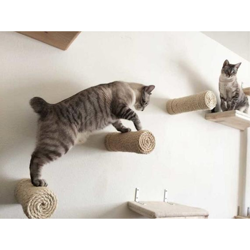 Aan de muur te bevestigen sisal kattenkrabpaal, krabpaal voor katten, kattentoren, klimmeubel voor huisdieren, klimrekken, speelgoed voor katten