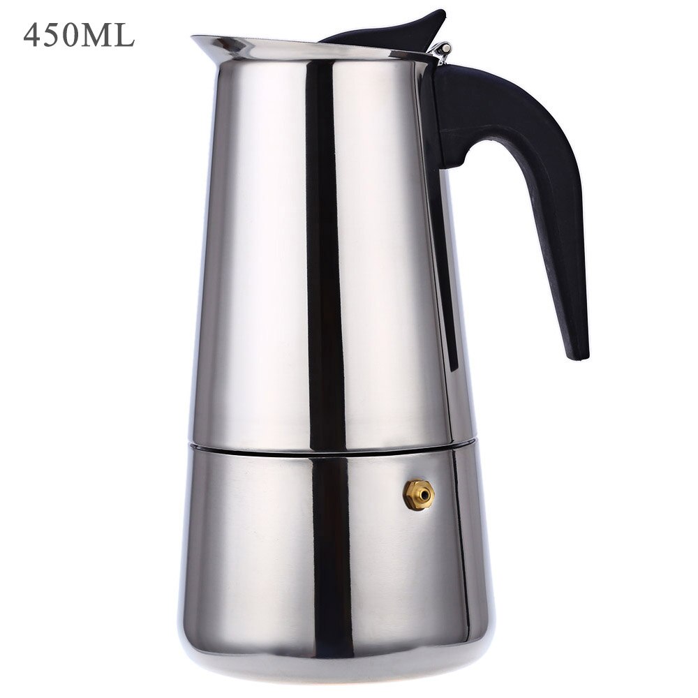 Italiensk kaffemaskin moka gryte rustfritt stål geysir kaffetrakter espresso latte komfyrtopp kanne barista tilbehør kaffeutstyr: 450ml 9 kopp