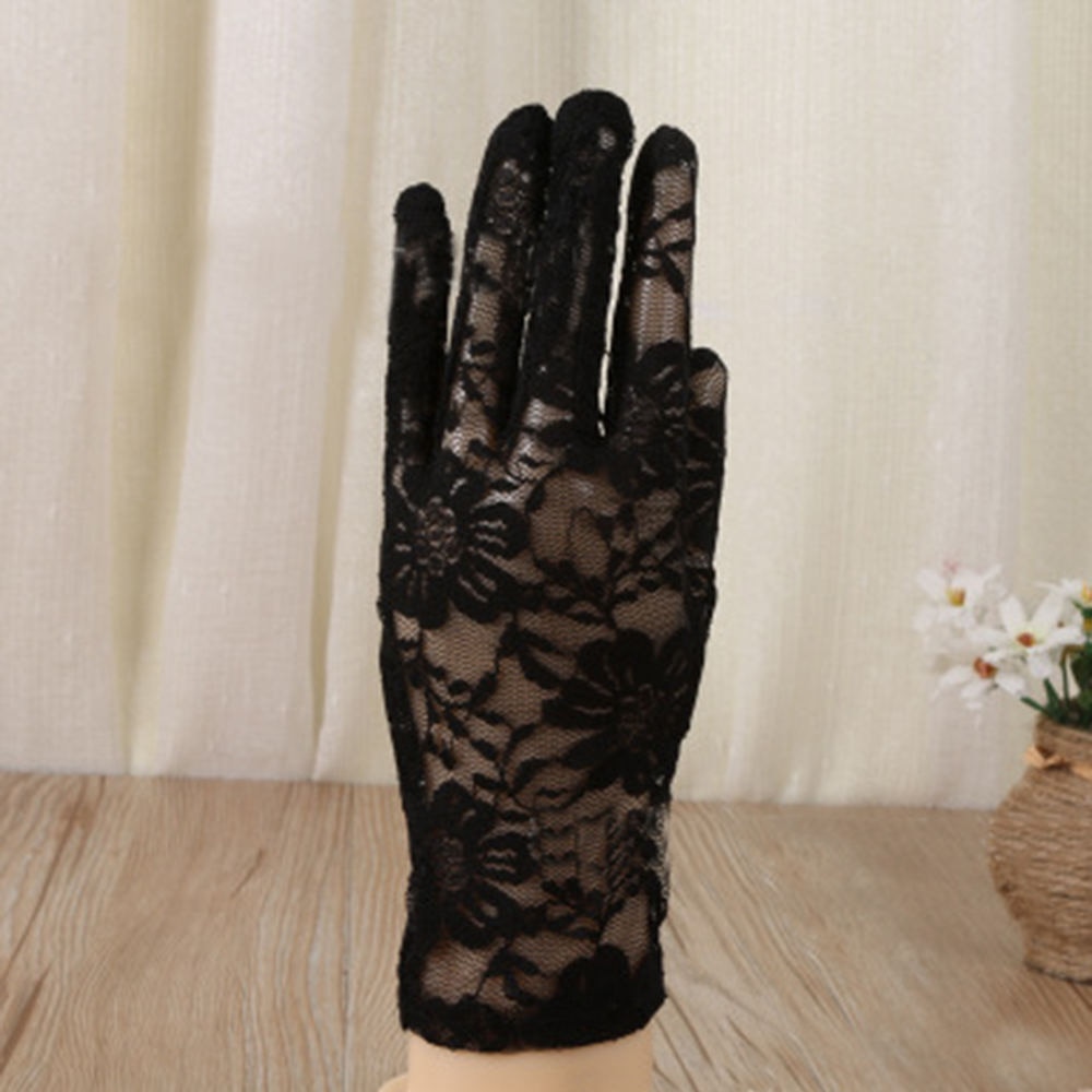 Guantes cortos blancos y negros para boda, guantes De novia para dedo para mujer, guantes De encaje De novia, accesorios De novia