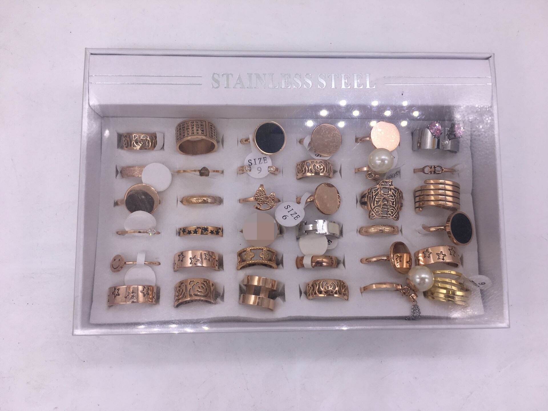 newThe wedding party womens Stainless steel ring 36pcs/box mxi styes mix size