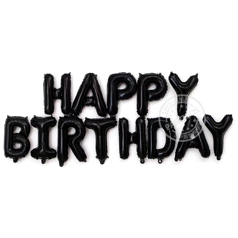 Ballons pour anniversaire, 13 pièces, lettres Happy Birthday, 16 pouces, décorations pour fête en aluminium, Rose or, argent, noir, fournitures de: slim black