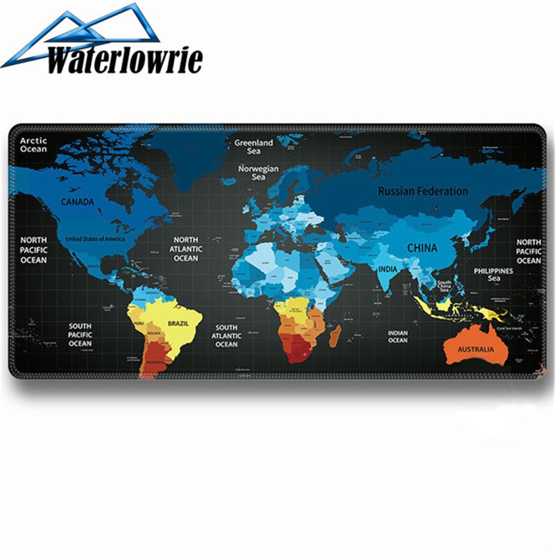 900x400 alfombrillas de ratón XXL Gamer teclado alfombrilla para ratón mapa del mundo goma Natural antideslizante con Borde de bloqueo alfombrilla de ratón de Gamer alfombrilla raton: Marrón / 800 x 300 mm