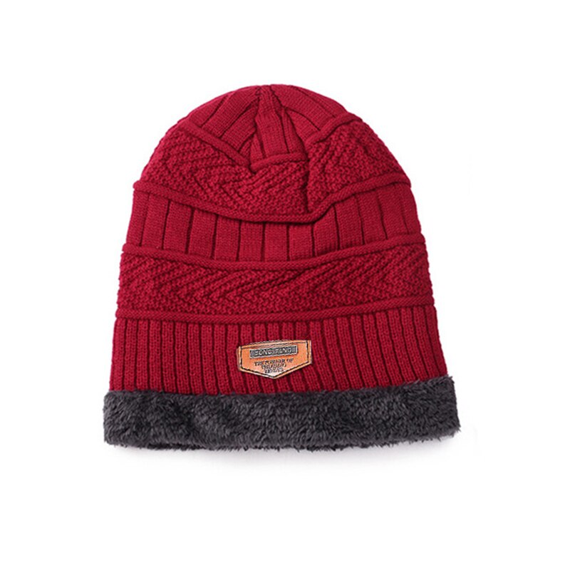 Mannen Dikke Winter Hoed, sjaal En Fluweel Warme Ski Muts Sjaal Pak Mannen Beanie Gehoorbescherming Hals Grote Maat Katoen Gezichtsmasker: Wine-1