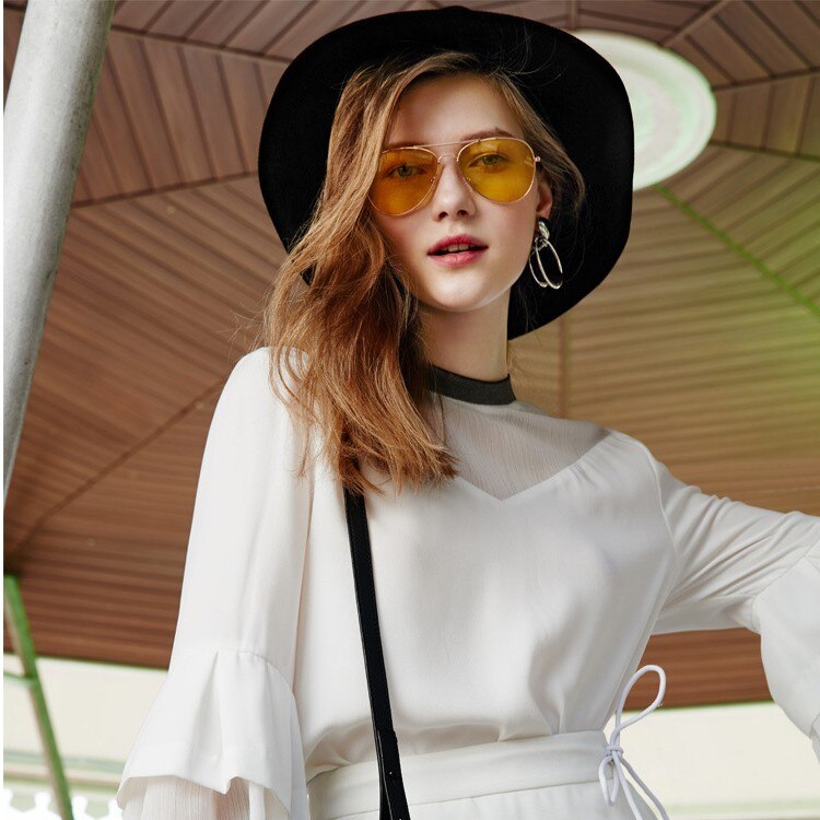 Hd Unisex Mode Spiegel Zonnebril Pilot Zonnebril Geel Nachtzicht Bril Voor Mannen Vrouwen
