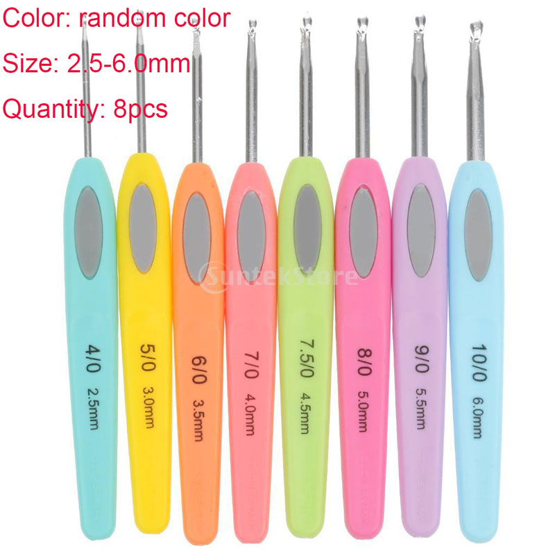 8Pcs/Set 2.5-6.0mm Crochet Hooks Aluminum Ergonomic Knitting Needle Hook Crochet Hook Knitting Needles for Crocheting Yarn Craft: Light Grey
