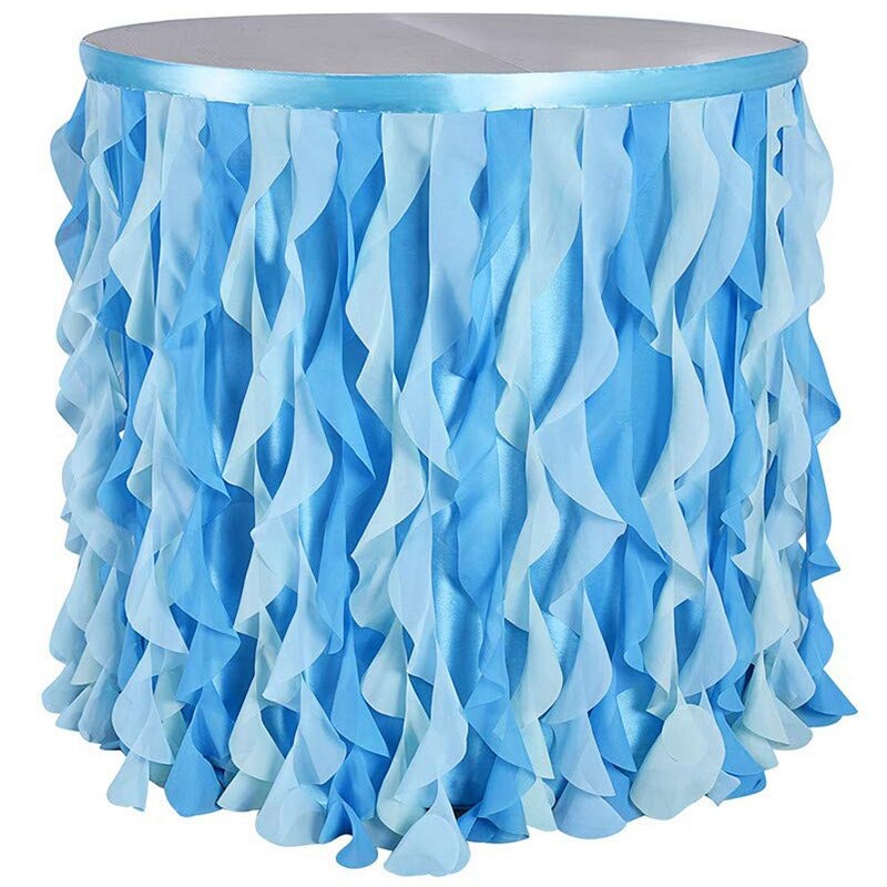 Mixed Blue Table Skirt Ruffled Table Skirt Rectangular or Round Table Skirt Willow Table Skirt Baby Shower Birthday Wedding Banq