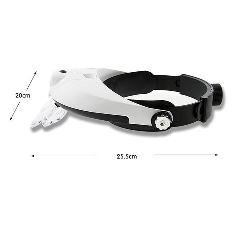 2LED Head-Mounted Illuminating Magnifier glasses Loupe occhiali ingrandimento pocket microscope mikroskop lente