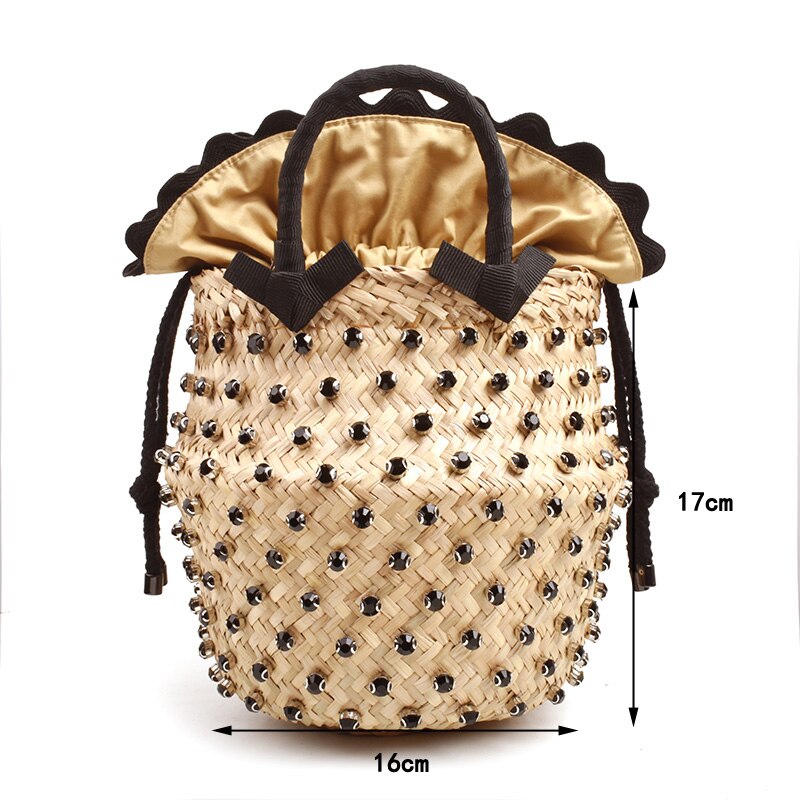 VIP acquista borsa da spiaggia per le vacanze estive con borse calde di design con borsa a secchiello intrecciata da donna con perle