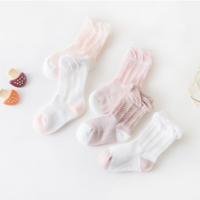 Balleenbrillant 5 paires été maille chaussettes pour enfants doux coton bébé filles garçons chaussettes anti-dérapant -né jambière enfants accessoires