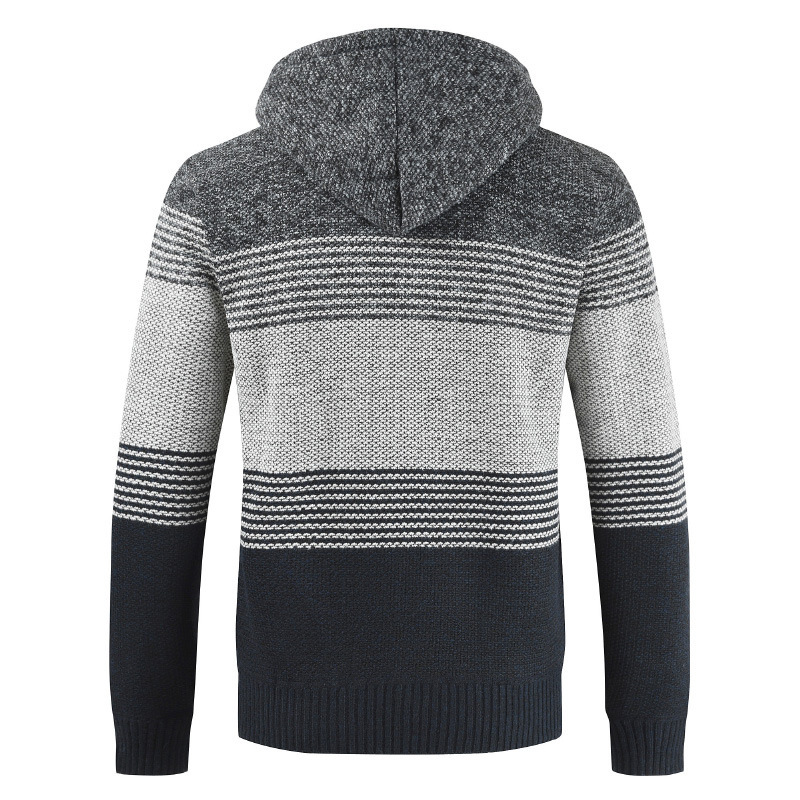 Mountainskin Men's Sweater Coat Spring Autumn Mens Hooded Stripe Coat Thick Zipper Wool Sweater Cardigan Jumpers Male SA868