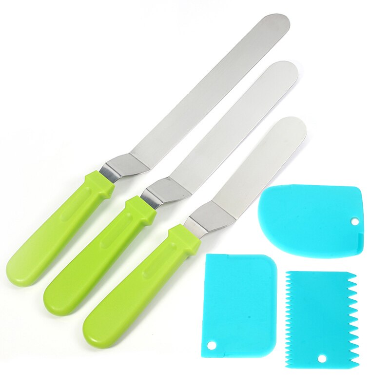 Professionele Rvs Cake Decorating Spatels, Icing Spatel set, bakken Tools (4 "-6"-8 "Blade): green