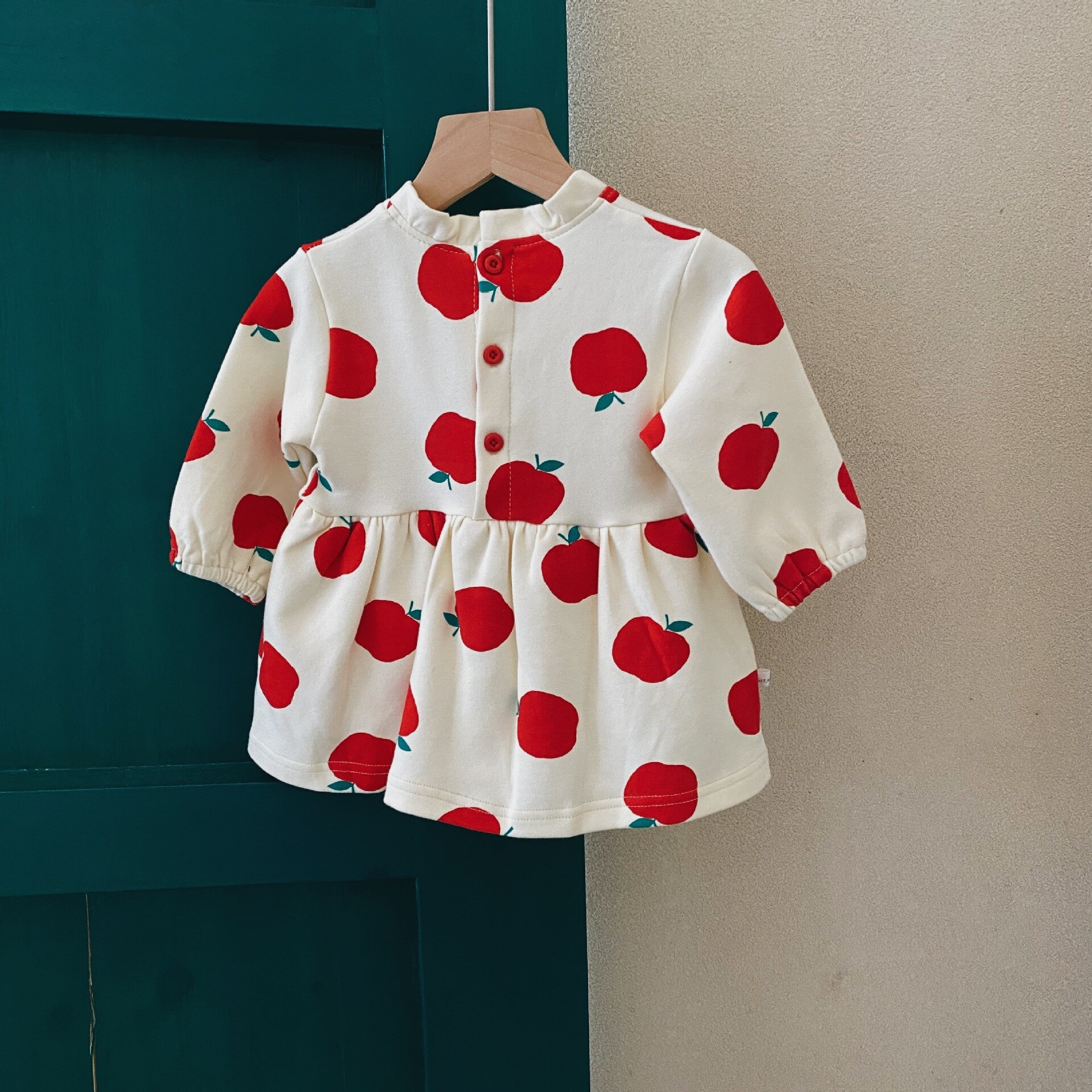 Herfst kinderkleding voor meisjes, schattige baby bodysuit met appelprint, katoenen jumpsuit met lange mouwen voor meisjes, outfits 0-24m