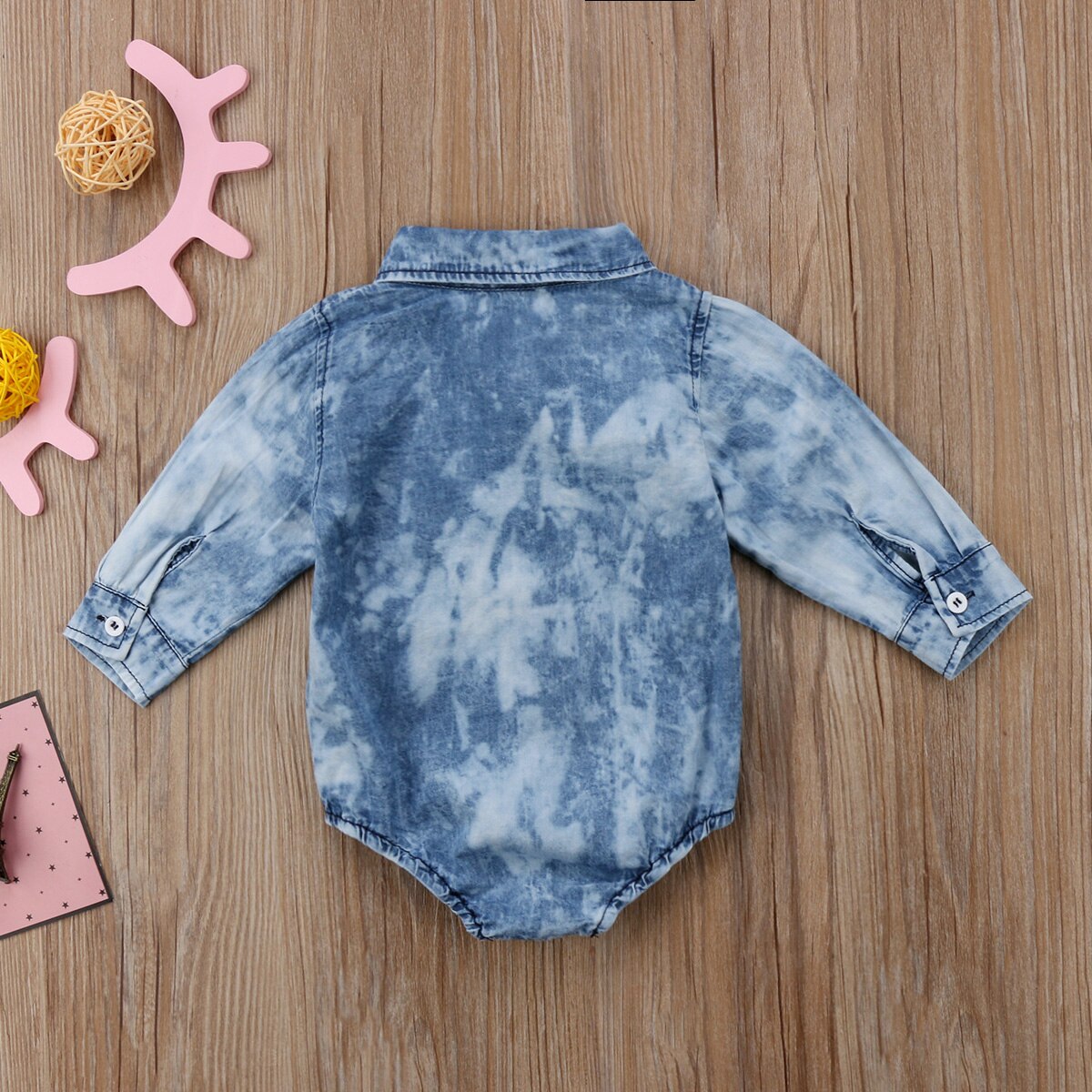 Newborn Infant Kids Baby Boy Girl Denim Romper Jumpsuit Clothes Outfit Long Sleeve Romper 0-24 Months