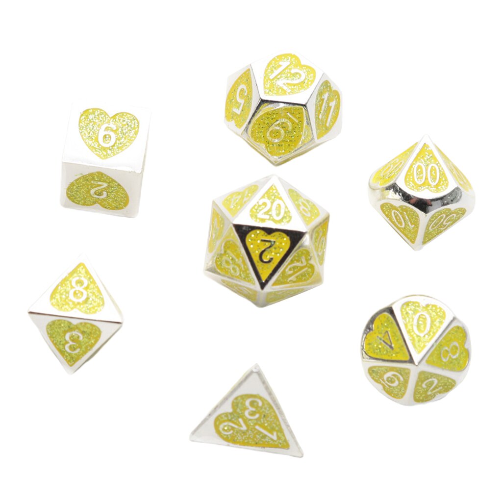 7 Stks/set Solide Metalen Multi Side Cijfer D4 D6 D8 D10 D12 D20 Board Game Dice Set Voor Party Casino board Game