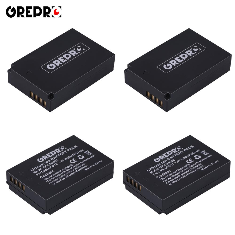 2 stuks 1200 mah lp -e12 lp e12 lpe 12 li- ion batterij + lcd usb dubbele oplader voor canon eos  m50,  eos  m100,100d kiss  x7 rebel  sl1 camera: 4 stuks
