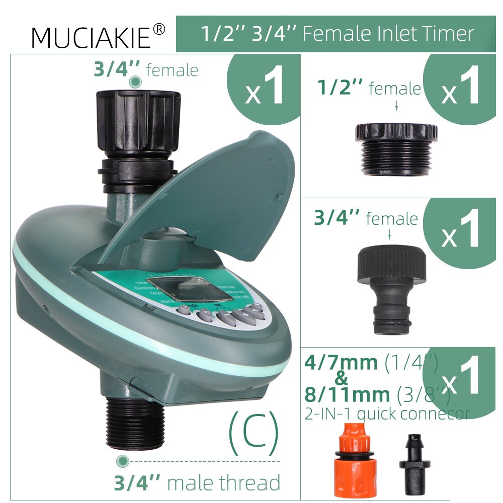 Intelligence Programmable Water Timer Irrigation Automatic Garden Electronic Irrigator Watering Controller System Greenhouse: C