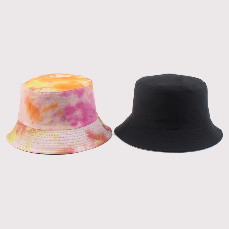 Harajuku tie-dye reversibel spand hat sommer sol hatte til kvinder mænd fiskeri hat graffiti hip hop spand cap: 3p