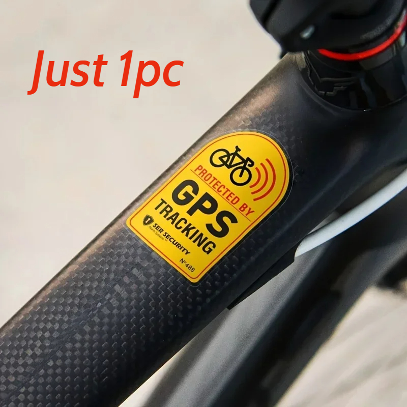 1 Juego de pegatinas de GPS para bicicleta, pegatina de advertencia antirrobo para motocicleta, pegatina reflectante de seguimiento impermeable, accesorios para bicicleta: YELLOW